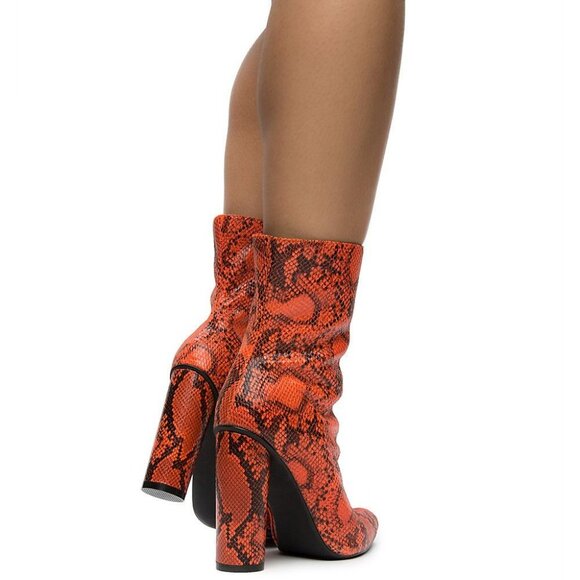 SNAKESKIN IS THE TIME  CHUNKY  ANKLE HEEL - Picture 3 of 7